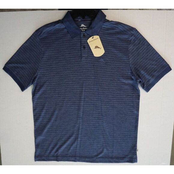 Tommy Bahama ST226446RS Men’s Sz Medium Island Navy Striped S/S Polo Shirt - Picture 8 of 8